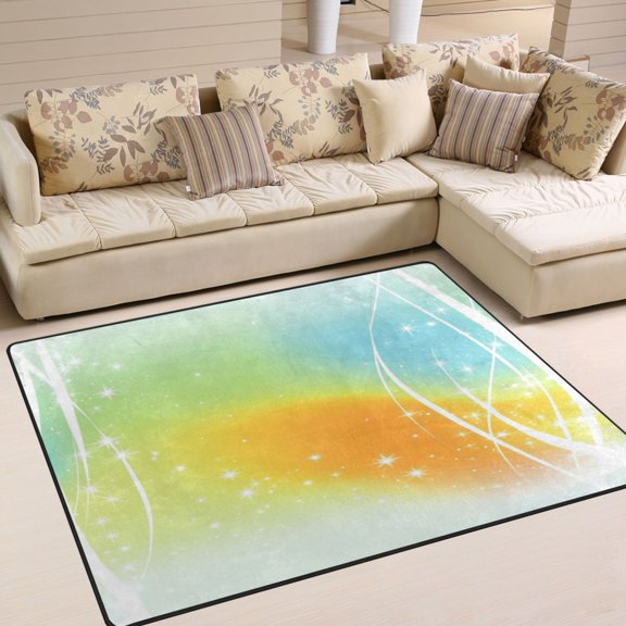 80x58in Area Rug for Living Room Non-Slip Carpet Soft and Washable Floor Mat for Home Comfort Fine Flash Pattern