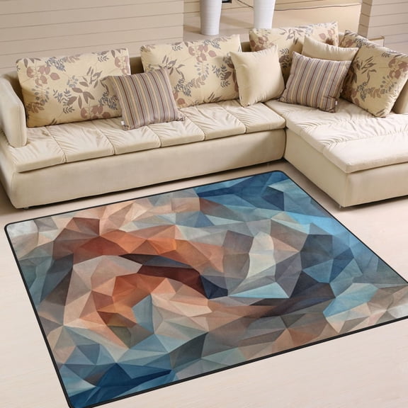 80x58in Area Rug for Living Room Non-Slip Carpet Soft and Washable Floor Mat for Home Comfort Low-poly Geometric Background