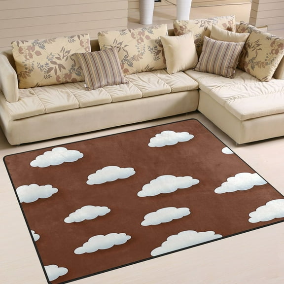 80x58in Area Rug for Living Room Non-Slip Carpet Soft and Washable Floor Mat for Home Comfort White Clouds