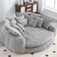 thumbnail image 1 of 81.1" Cloud Couch Sleeper Sofa, Oversized Round Chaise Lounge Chair Indoor, Modern Chenille Boneless Couch with 14 Pillows, Upholstered Barrel Daybed, Memory Foam Sofas for Living Room, Light Grey, 1 of 10