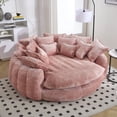 thumbnail image 1 of 81.1" Cloud Couch Sleeper Sofa, Oversized Round Chaise Lounge Chair Indoor, Modern Chenille Boneless Couch with 14 Pillows, Upholstered Barrel Daybed, Memory Foam Sofas for Living Room, Pink, 1 of 9