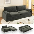 thumbnail image 1 of 81.1'' Futon Sofa Bed King Size, Pull Out Sleeper Couch, USB/Type-C, Storage, Adjustable Backrest, 3-in-1 Convertible Chenille Modern Couches for Living Room, Small Spaces, Apartment, Dark Grey, 1 of 11