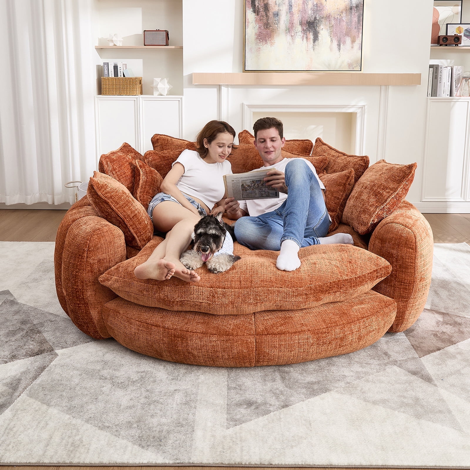 Oversized Round Chaise Lounge Chair Indoor, Extra Wide