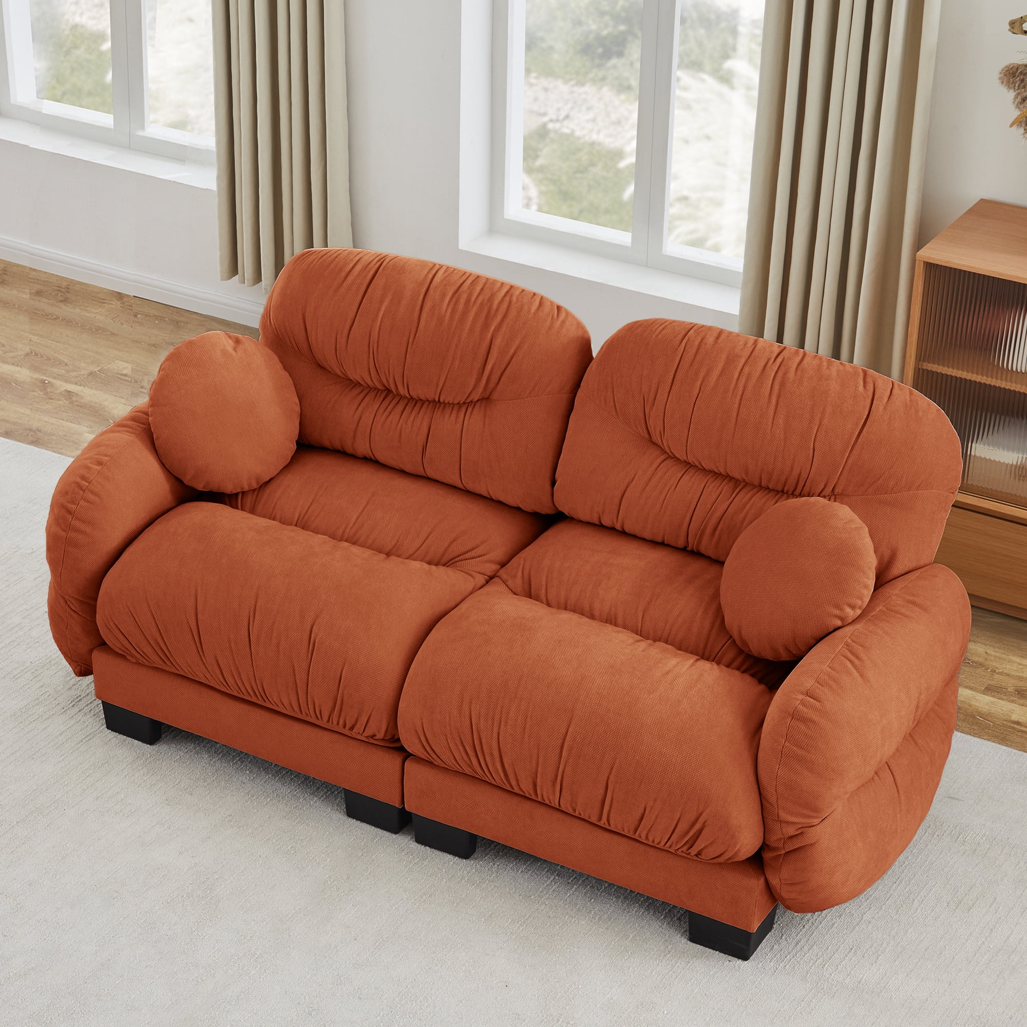 81" 2 Seater Loveseat Couch Cozy Chenille Sofa with 2 Throw Pillows