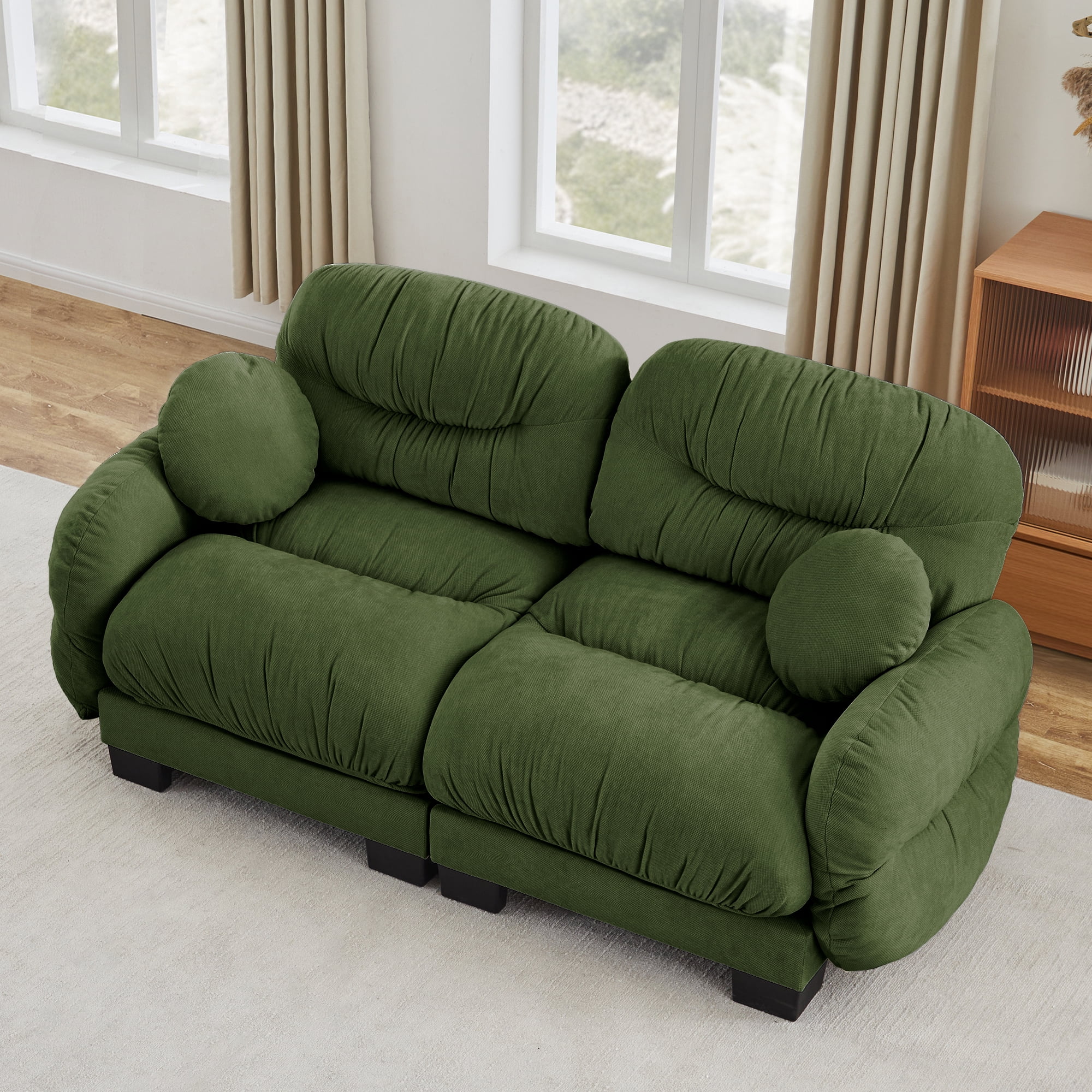 81" 2 Seater Loveseat Couch Cozy Chenille Sofa with 2 Throw Pillows