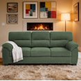 thumbnail image 1 of 81" 3 Seater Chenille Sofa, Comfy Upholstered Tufted Couch with Wide Armrests for Living Room, Apartment, Office (Dark Green), 1 of 8
