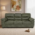 thumbnail image 1 of 81" 3 Seater Sofa, Tech Breathable Faux Leather Tufted Couch with Wide Armrests for Living Room, Apartment, Office (Olive Green), 1 of 8