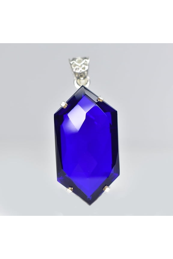 81.45 Ct CERTIFIED 925 Sterling Silver Fancy Blue Topaz Gemstone Pendant