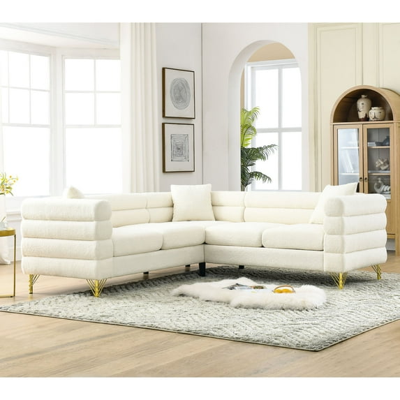 81.5-Inch Corner Sofa - Durable Pine Frame - In Office Settings - Comes with 3 Pillows
