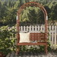 thumbnail image 1 of 81.5" Outdoor Arbor Trellis with Bench, Modern Multi-Function Wooden Garden Bench Arch Pergola with Backrest, Trellis Pergola for Climbing Plant, Garden, Lawn, Backyard, Patio Decor, Dark Brown, 1 of 9