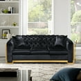 thumbnail image 1 of 81.8"W Chesterfield Sofa, Velvet 3 Seat Couch with Button Tufted Decor and Gold Stainless Legs, Luxury Black Couch for Living Room, Office, 1 of 9
