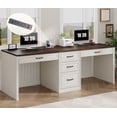 thumbnail image 1 of 80.9" Two Person Desk with Charging Station & 5 Storage Drawers – Industrial Farmhouse Home Office Computer Desk, 1 of 9