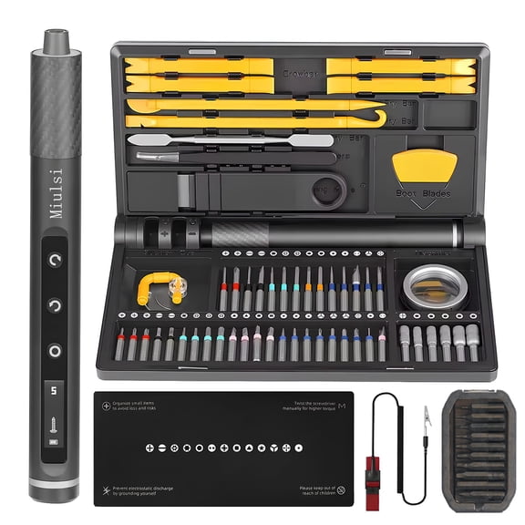 81-IN-1 Small Electric Screwdriver Cordless, Mini Screwdriver Set with Case, 5 Torque Precision Power Screwdriver Set, Gift Gadgets for Men, Repair Tool Kit for iPhone, PC, Watch, Laptop, Camera