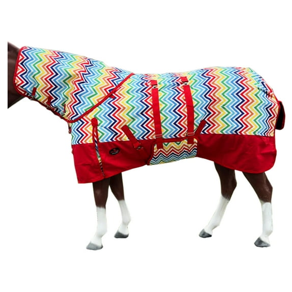 81 In HILASON 1200D Winter Waterproof Horse Hood Turnout Neck Blanket Belly Wrap Rainbow Zigzag
