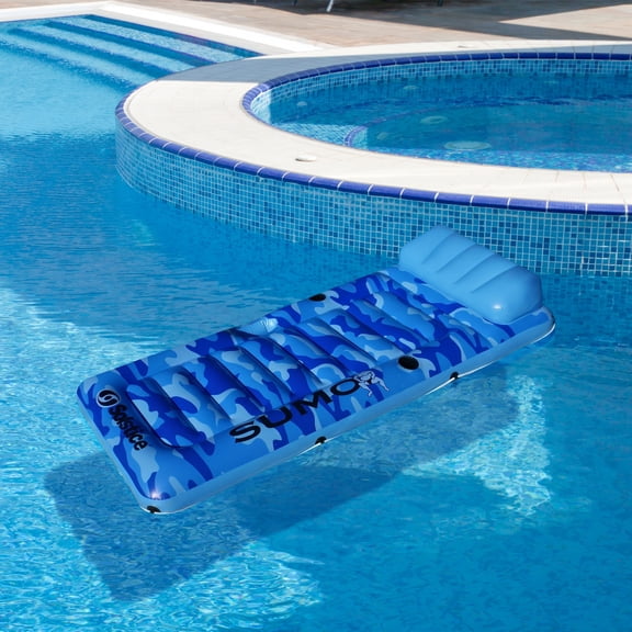 Swimline 80" Inflatable 1-Person Camouflage Sumo Sized Swimming Pool Floating Air Mattress Raft -