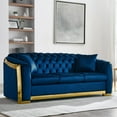 thumbnail image 1 of 81 Inch Velvet Sofa Set for Living Room, 3 Seat Modern & Luxury Chesterfield Couch Sofa with Tufted Back&Gold Stainless Legs for Apartment, Office 2 Pillows Included Navy, 1 of 7