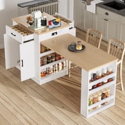 81" Kitchen Island with Extendable Dining Table, M