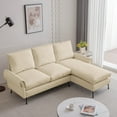 thumbnail image 1 of 81" L-Shaped Sectional Sofa Couch, Technical Leather Modular Sofa with Reversible Chaise Lounge, Modern Loveseat Sofa with Thick Cushions for Living Room Bedroom Apartment, Beige, 1 of 9