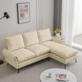 thumbnail image 1 of 81" L-Shaped Sofa with Reversible Chaise Lounge, Modern 3 Seater Technical Leather Sleeper Sofa, Sectional Sofa for Living Room, Apartment And Office, Easy Assembly, Beige, 1 of 9