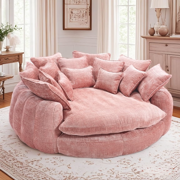 81'' Large Bean Bag Chair for Adults, Memory Foam Oversized Beanbag Chairs Couch with 14 Pillow, Comfy Giant Bean Bag Sofa Couch Bed, Chaise Lounge Chair Indoor Lazy Sofa for Living Room (Pink)