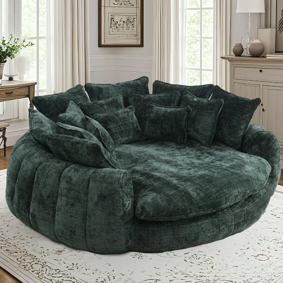 81'' Large Bean Bag Chair for Adults, Memory Foam Oversized Beanbag Chairs Couch with 14 Pillow, Comfy Giant Bean Bag Sofa Couch Bed, Chaise Lounge Chair Indoor Lazy Sofa for Living Room (Emerald)