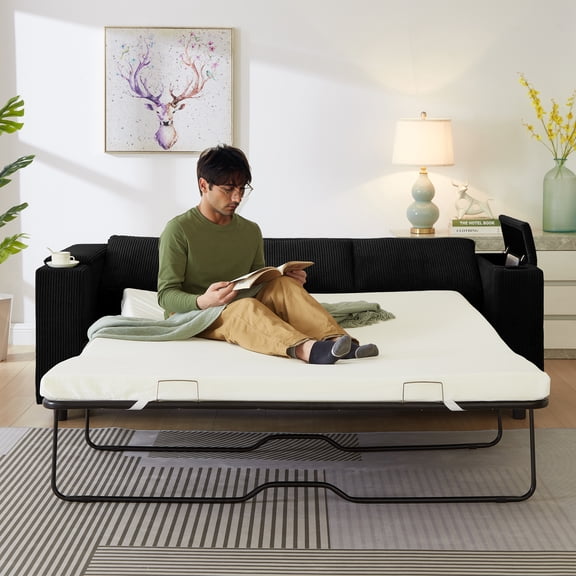 81" Large Sleeper Sofa with Sofa Matterss,Queen Size Pull Out Sofa Bed,2-in-1 Sleeper Sofa for Living Room, Apartment and Small Space.