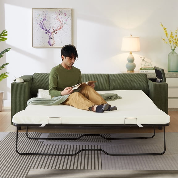 81" Large Sleeper Sofa with Sofa Matterss,Queen Size Pull Out Sofa Bed,2-in-1 Sleeper Sofa for Living Room, Apartment and Small Space.