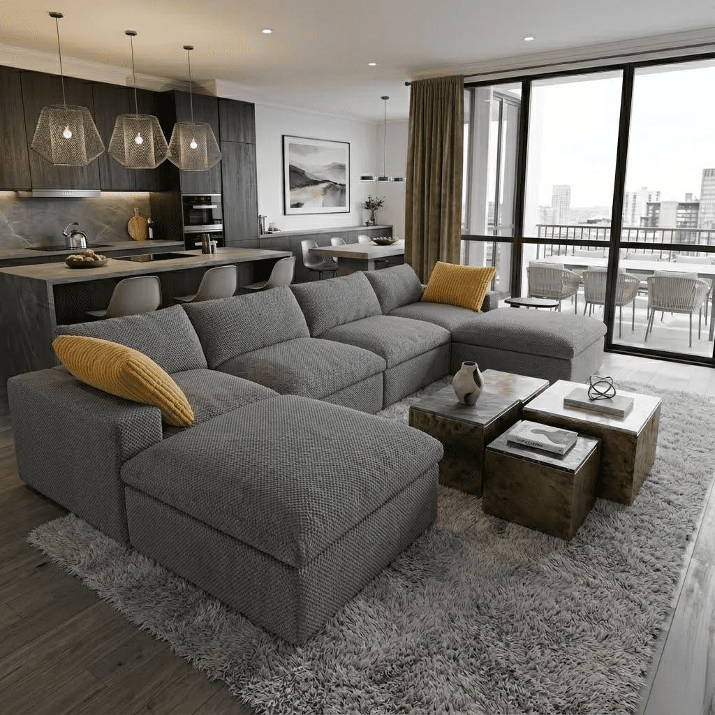 Howcool Cloud Couch Modular Sectional Sofa 6 Seat 160" U Shaped Convertible Couch Chenille Thick Cushion with 2 Storage Ottomans and Toss Pillows Washable Removable Cover for Living Room,Light Gray