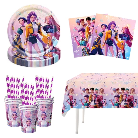 81 Pcs Singer Birthday Decorations Party Supplies Set, Include Dinner Plates, Napkins, Cups, Paper Straws and Tablecloth for Magical Music Themed Party, Serves 20 Guests