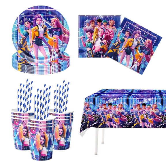 81 Pcs Singer Birthday Decorations Party Supplies Set, Include Plates, Napkins, Cups, Paper Straws and Tablecloth for Magical Music Themed Party, Serves 20 Guests