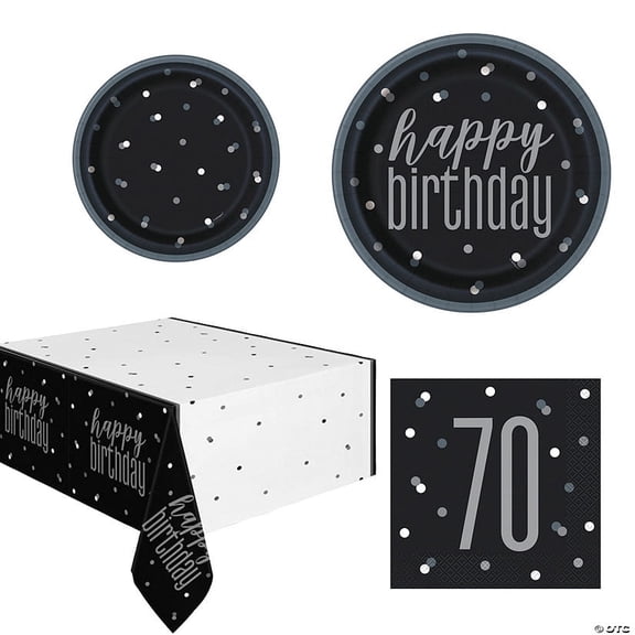 Fun Express Party Tableware Kit Glamour Glitz Milestone 70th Birthday 81 Pieces
