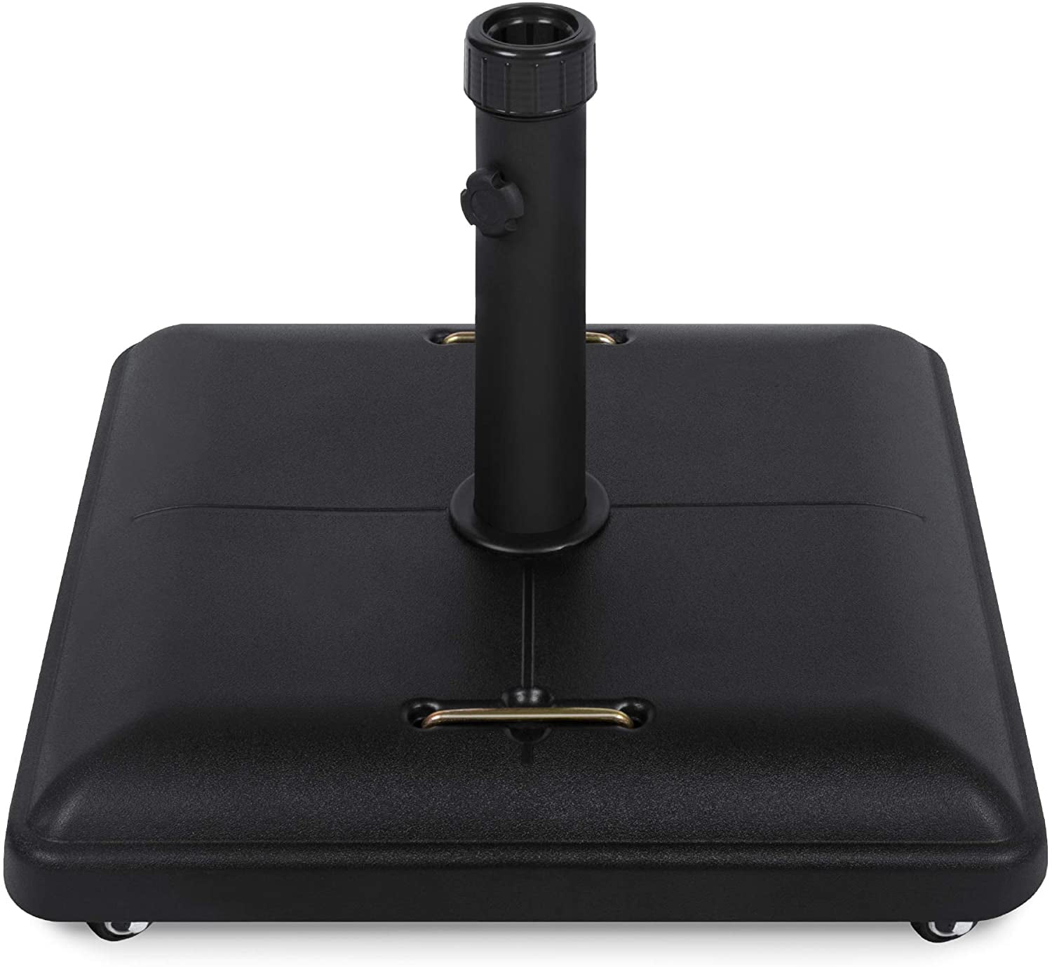 Heavy Duty Black Concrete Rolling Patio Umbrella Base with Locking Wheels