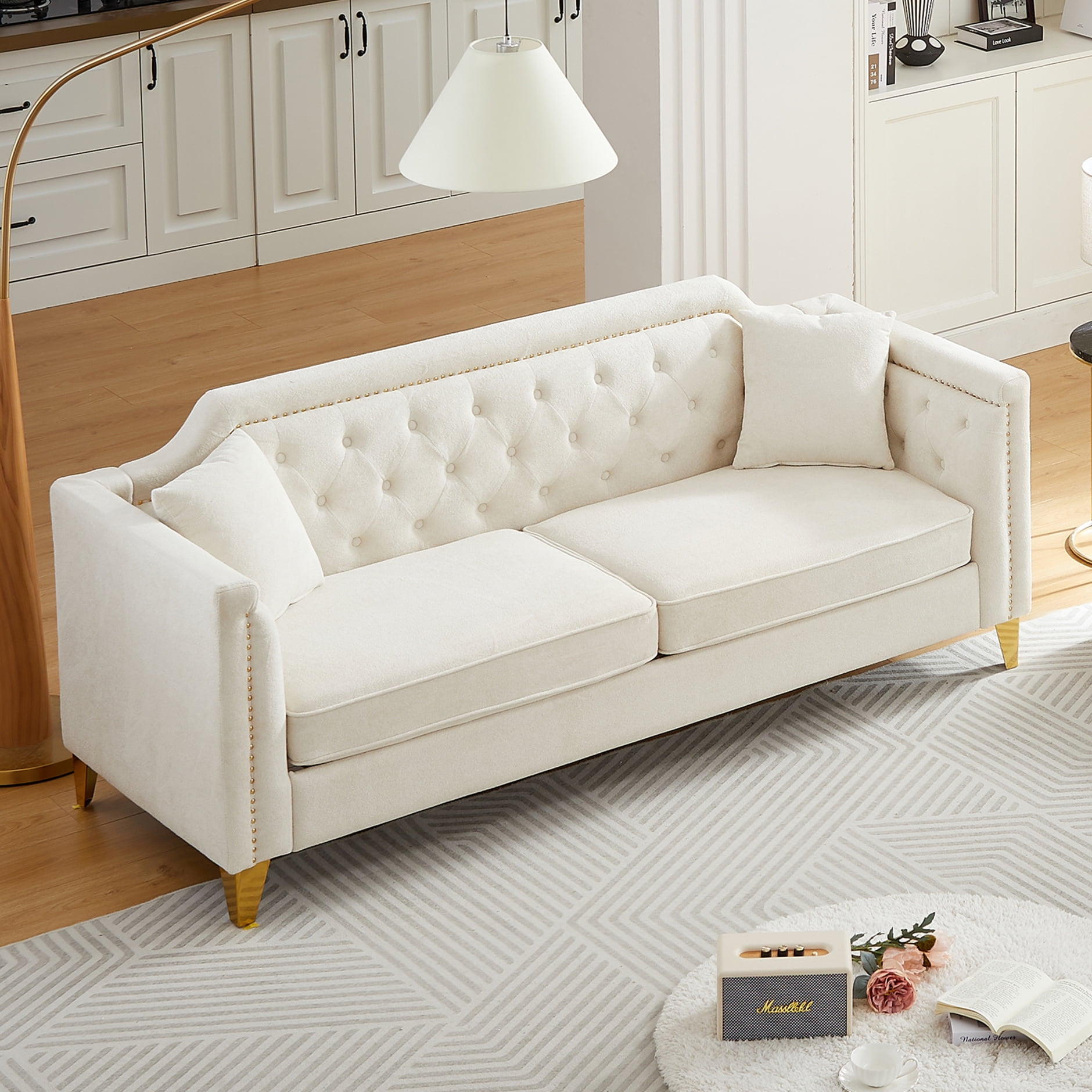 81" Sofa, Midcentury Sofa Couch with Chenille Fabric Upholstered