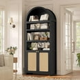 thumbnail image 1 of 81" Tall Arched Kitchen Pantry Storage Cabinet, 6-Tier Bookcase with 2 Doors for Living Room, Kitchen, Home Office, Black+Oak, 1 of 8