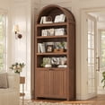 thumbnail image 1 of 81" Tall Arched Kitchen Pantry Storage Cabinet, 6-Tier Bookcase with 2 Doors for Living Room, Kitchen, Home Office, Brown, 1 of 8
