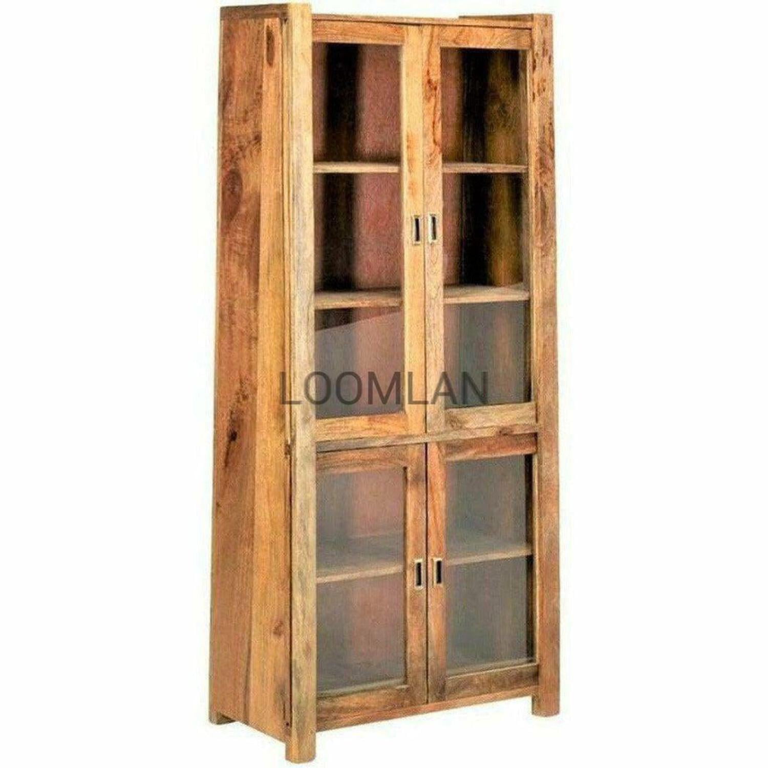 81 Tall Sliding Glass Door Curio Sideboard and Bookcase