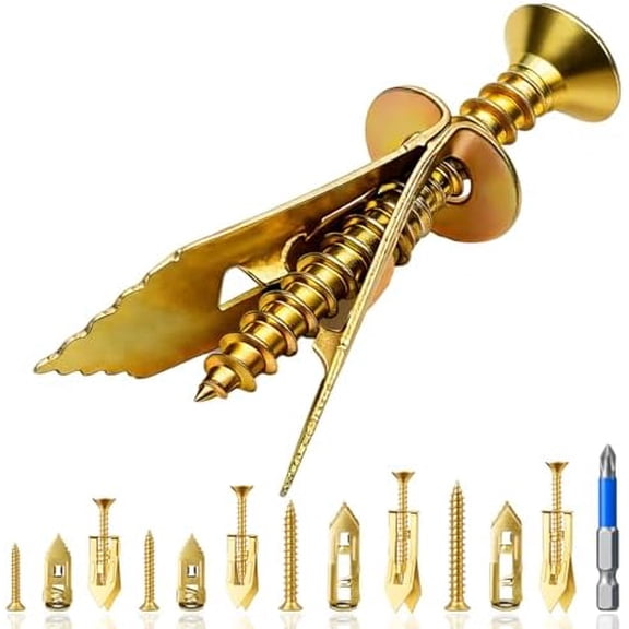 81 count Self Drilling Drywall Anchors with Screws, Upgraded 4 Sizes No-Drill Expansion Anchors and Screws for , 100Lbs for Wall Decors, TV, Cabinets, Curtains, Includes PH2 Bit