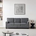thumbnail image 1 of 81" Corduroy Sectional Sofa with Storage Boxes,3-Seater Couch with Padded Seat Ccushions and Backrest, Upholstered Small Accent Sofa with Wood Legs, for Living Room, Bedroom, Office, Dark Grey, 1 of 9