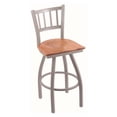 thumbnail image 1 of Holland Bar Stool Co. 810 Contessa 36"" Bar Stool with Stainless Finish, Medium Oak Seat, and 360 swivel, 1 of 2