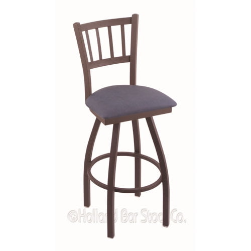 Holland Bar Stool Co Contessa 30 in. Slat Back Swivel Bar Stool with Faux Leather Seat