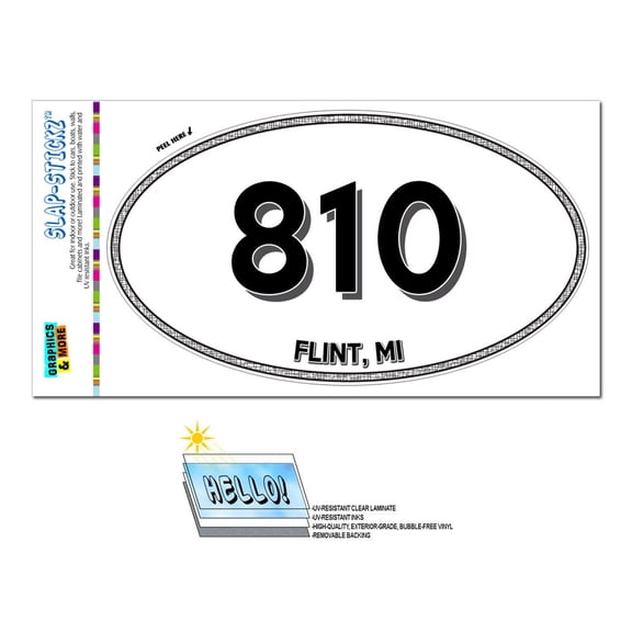 810 - Flint, MI - Michigan - Oval Area Code Sticker