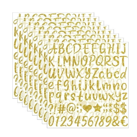 810 PCS Gold Letter Stickers Glitter Alphabet Stickers 1 Inch Self Adhesive Waterproof Vinyl Small ABC Letters for Graduation Cap Water Bottles Cup Mailbox Number Scrapbooking Sign Crafts (10,Gold)