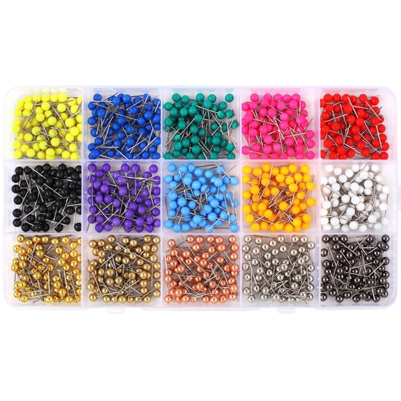 810 PCS Map Pins, 1/8 Inch Small Map Tacks with 15 Assorted Colors, Colored Push Pins for Cork Board and Bulletin Board with Portable Storage Case