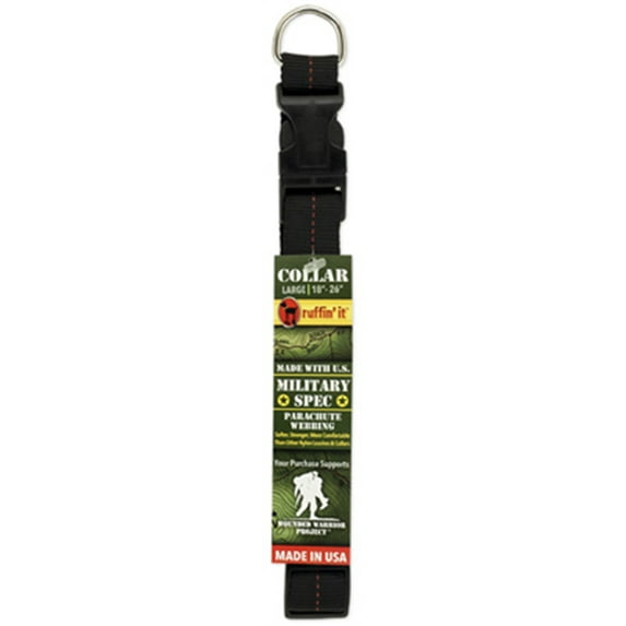 81017-3 Dog Collar, Black/Red Military Spec, Large - Quantity 1