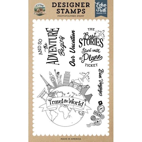 Echo Park It's Time To Travel Stamp Set-Travel The World Globe