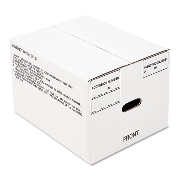 NSN1178249 8115001178249 Fiberboard Storage Box White - 12 x 14.75 x 9.5 in. - 25 Per Bundle