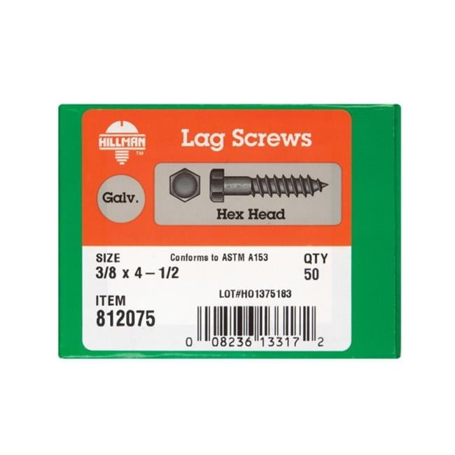 812075 0.375 x 4.5 in. Galvanized Hex Head Lag Bolt