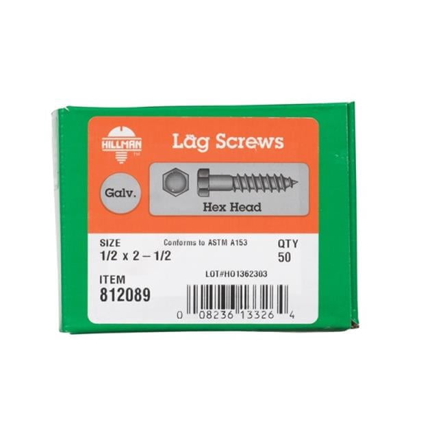 812089 0.5 x 2.5 in. Galvanized Hex Head Lag Bolt