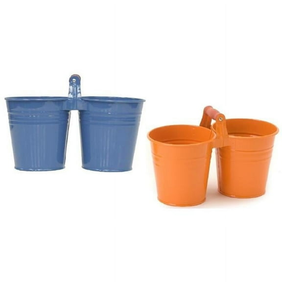 8122E B-TA S-2 Enameled Galvanized Double Planter - Set of 2