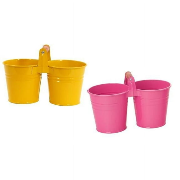 8122E HPK-SAFF S-2 Enameled Galvanized Double Planter - Set of 2